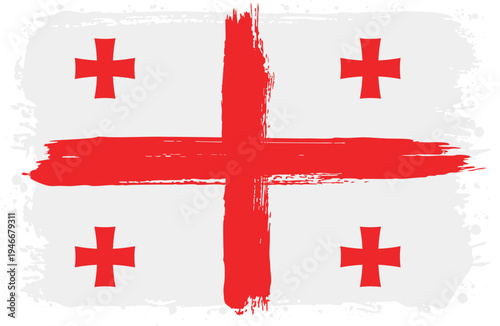 Flag of Georgia. Created with Brush Strokes. Abstract Banner with Raw Artistic Texture
