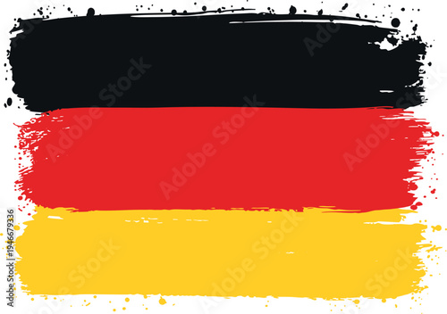 Flag of Germany. Created with Brush Strokes. Abstract Banner with Raw Artistic Texture