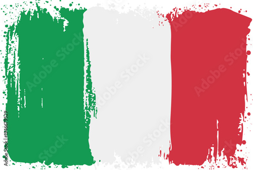 Flag of Italy. Created with Brush Strokes. Abstract Banner with Raw Artistic Texture
