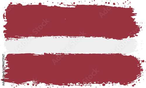 Flag of Latvia. Created with Brush Strokes. Abstract Banner with Raw Artistic Texture