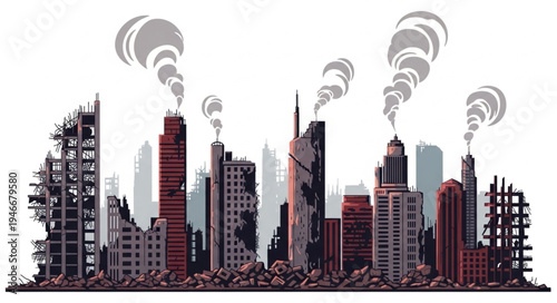 City Skyline with Industrial Pollution.