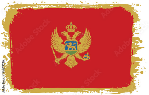 Flag of Montenegro. Created with Brush Strokes. Abstract Banner with Raw Artistic Texture