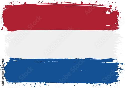 Flag of Netherlands. Created with Brush Strokes. Abstract Banner with Raw Artistic Texture