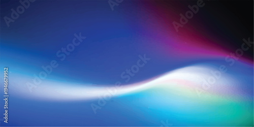 Abstract blue wave with neon magenta and cyan highlights, dark background, futuristic light, light streak, abstract pattern