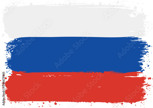 Flag of Russia. Created with Brush Strokes. Abstract Banner with Raw Artistic Texture
