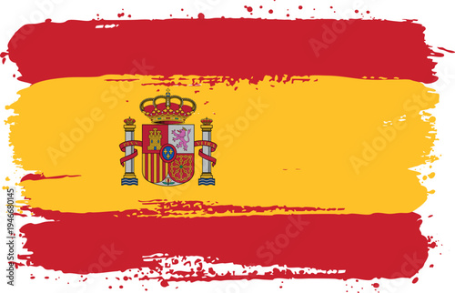Flag of Spain. Created with Brush Strokes. Abstract Banner with Raw Artistic Texture