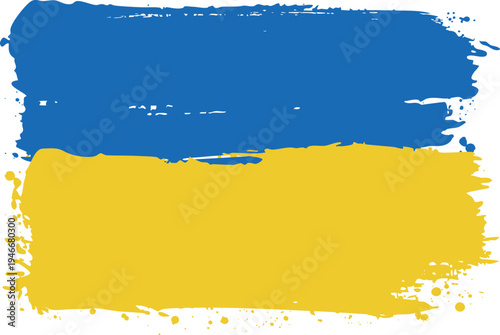 Flag of Ukraine. Created with Brush Strokes. Abstract Banner with Raw Artistic Texture