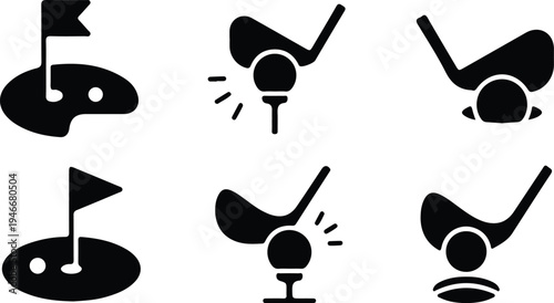 hand drawn golf black icon silhouette vector illustration design art