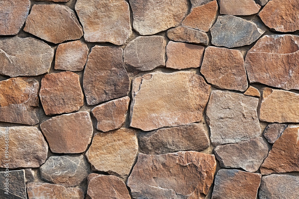 Fototapeta premium High-Quality Brown Rock Wall Seamless Texture with Weathered Stones and Unique Shapes for Designers