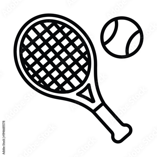 Vector of a tennis racket and ball
