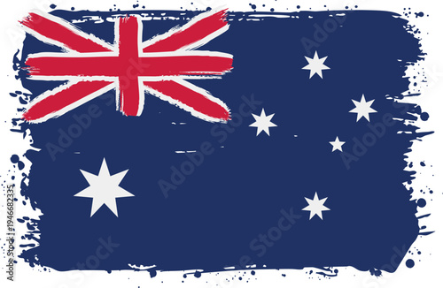 Flag of Australia. Created with Brush Strokes. Abstract Banner with Raw Artistic Texture