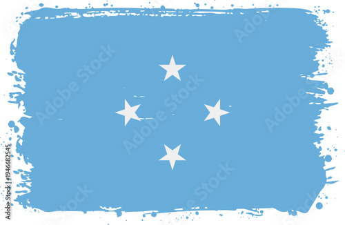 Flag of Micronesia. Created with Brush Strokes. Abstract Banner with Raw Artistic Texture