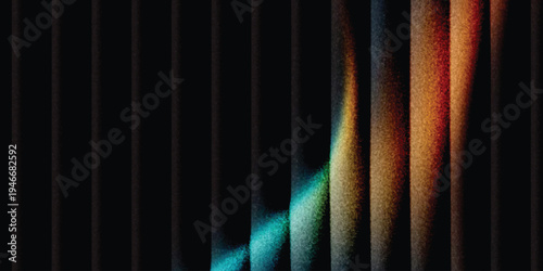 Grainy background glowing blurred color flow banner poster cover design, noise texture. Refracted Glass Gradient Effect. Ribbed glass morphism texture.