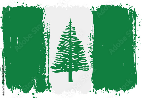 Flag of Norfolk Island. Created with Brush Strokes. Abstract Banner with Raw Artistic Texture