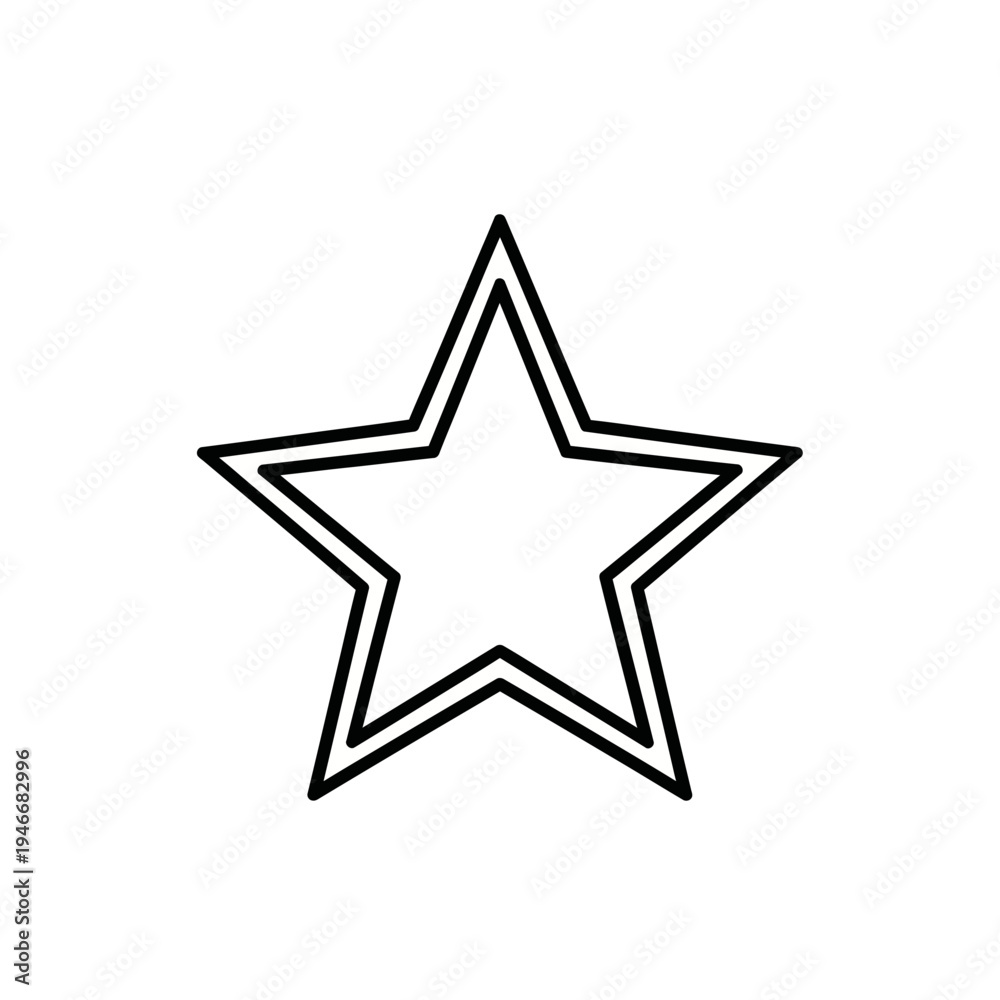 Obraz premium Outline of a five pointed star design with inner and outer contours