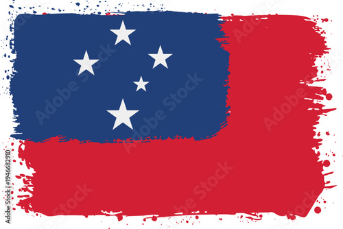 Flag of Samoa. Created with Brush Strokes. Abstract Banner with Raw Artistic Texture