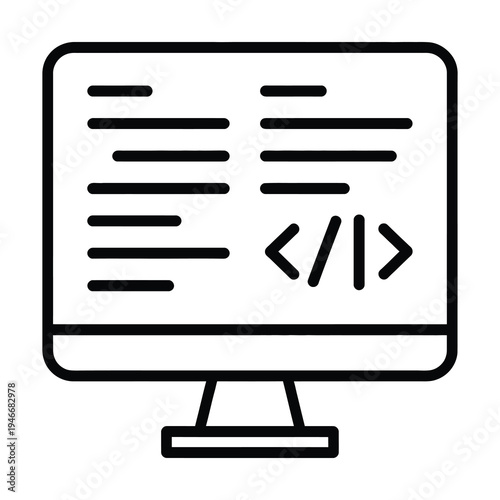 Vector of a computer screen with coding symbols