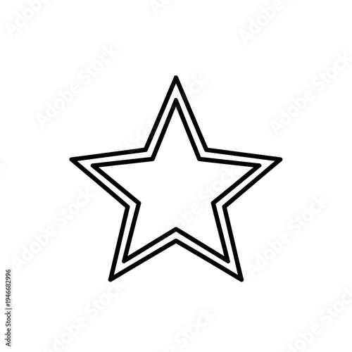 Outline of a five pointed star design with inner and outer contours