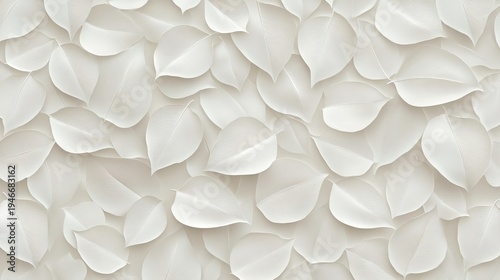 Tranquil Abstract Floral Design Featuring Delicate White Leaves on a Soft, Peaceful Background