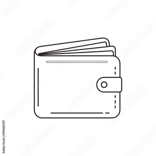 Minimalist wallet icon with open flaps showing money and cards concept