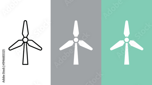 Wind Turbine Blades Icon Set