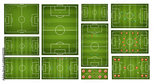 Collection of Soccer Field Layouts and Designs for Sports and Recreation.
