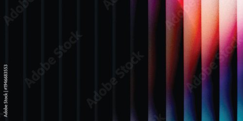 Grainy background glowing blurred color flow banner poster cover design, noise texture. Refracted Glass Gradient Effect. Ribbed glass morphism texture.
