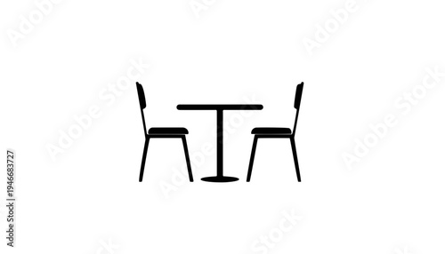 Minimalist Table and Two Chairs Furniture Icon Vector Silhouette