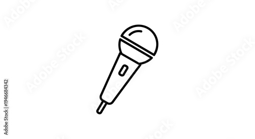 Microphone outline icon for audio recording, voice, sound, music, podcast, broadcast, and public speaking communication