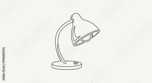 Minimalist Line Art Drawing of an Adjustable Office Desk Lamp - Simple Vector Icon or Illustration for Workspace Lighting