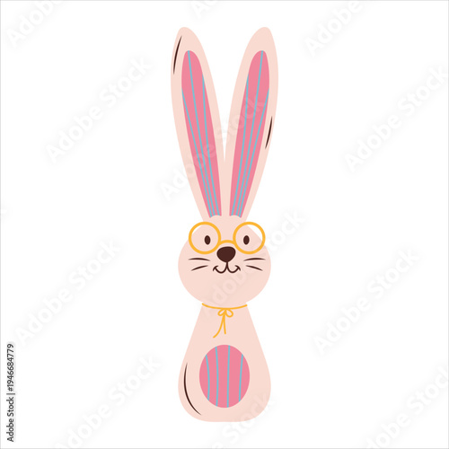 Cute Easter bunny rabbit character illustration for spring holiday design