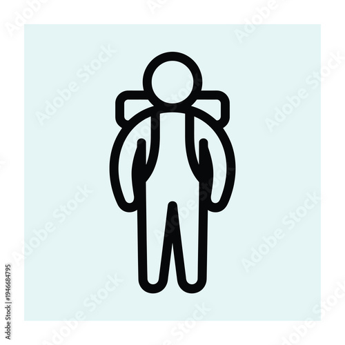Vector icon of a person wearing a backpack