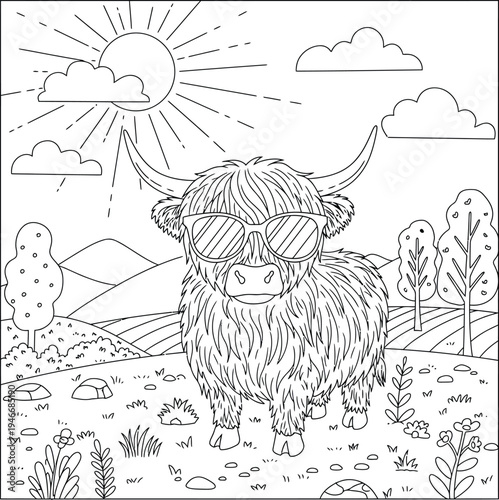 Cute Highland Cow Coloring Pages Bundle for Kids and Adults