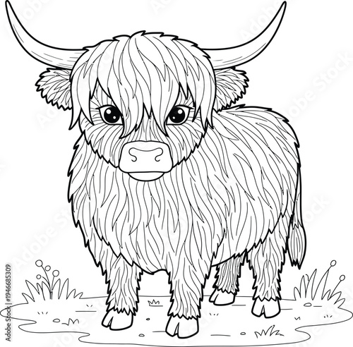Cute Highland Cow Coloring Pages Bundle for Kids and Adults