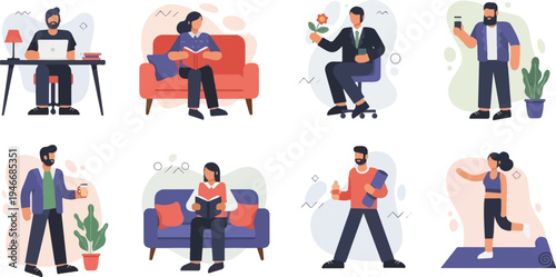 Diverse people engaged in work, leisure, and fitness activities (2)