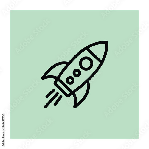 Vector of a rocket launching on a green background