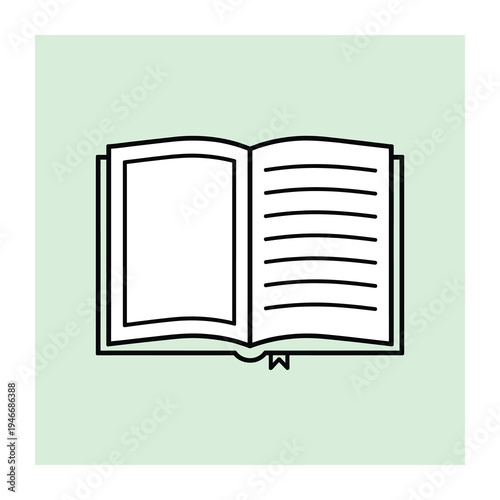 An open vector book displayed on a light green background