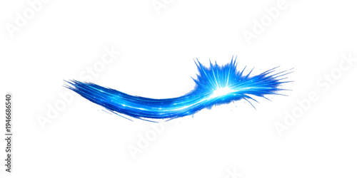 A single soft blue bird feather with fluffy plume texture is isolated on a white background as a delicate abstract object