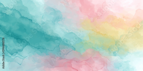 Abstract a vibrant watercolor artwork. Softly blending hues evoke a sense of calm and creativity. This artwork would make the ideal background. 