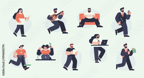 Diverse individuals engaged in various activities, from work to leisure (7)