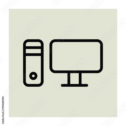 Vector of a desktop computer and monitor setup
