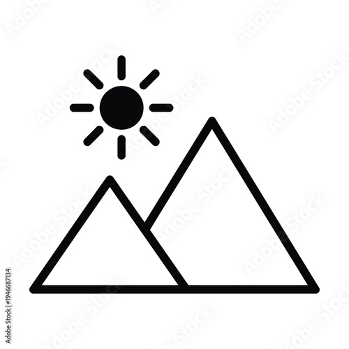 Vector of mountains under a bright sun