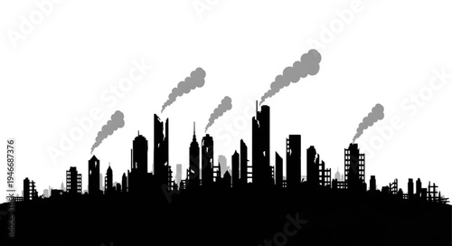City Skyline with Smoke Emissions.