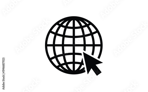 Click to go to website or internet line art icon for apps and websites, simple navigation and link symbol, editable vector illustration for UI UX and digital design projects.