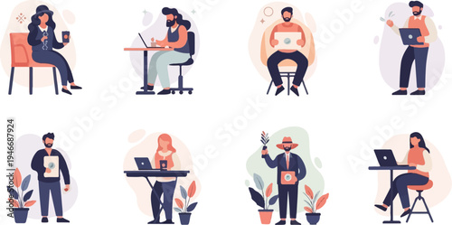 Diverse individuals engaged in various work and leisure activities (6)