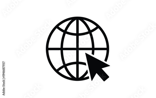 Click to go to website or internet line art icon for apps and websites, modern line style symbol representing web navigation and online interaction, vector illustration isolated on a white background.
