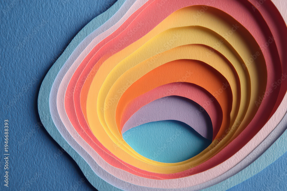 Fototapeta premium Creative multicolored paper layers forming abstract design with soft textures