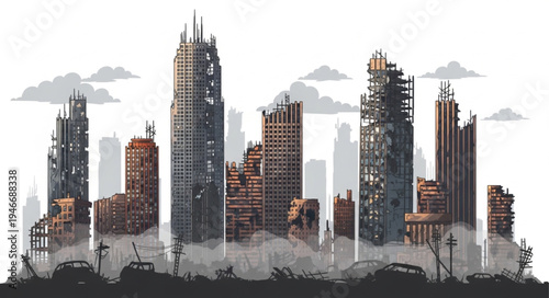 City Skyline with Tall Buildings.