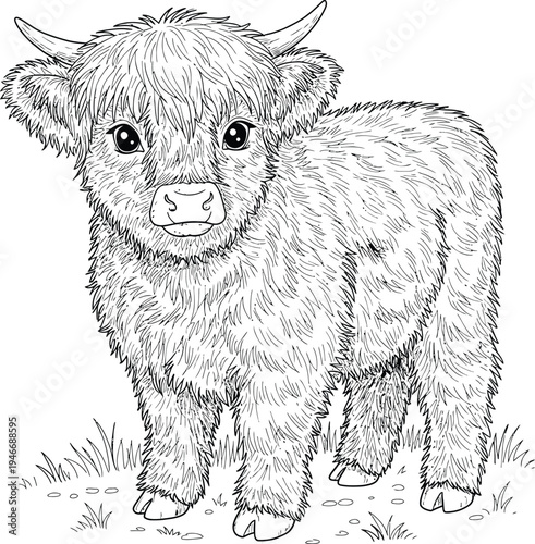 Cute Highland Cow and Calf Coloring Pages Bundle for Kids