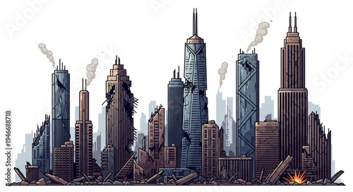 City Skyline with Tall Buildings.